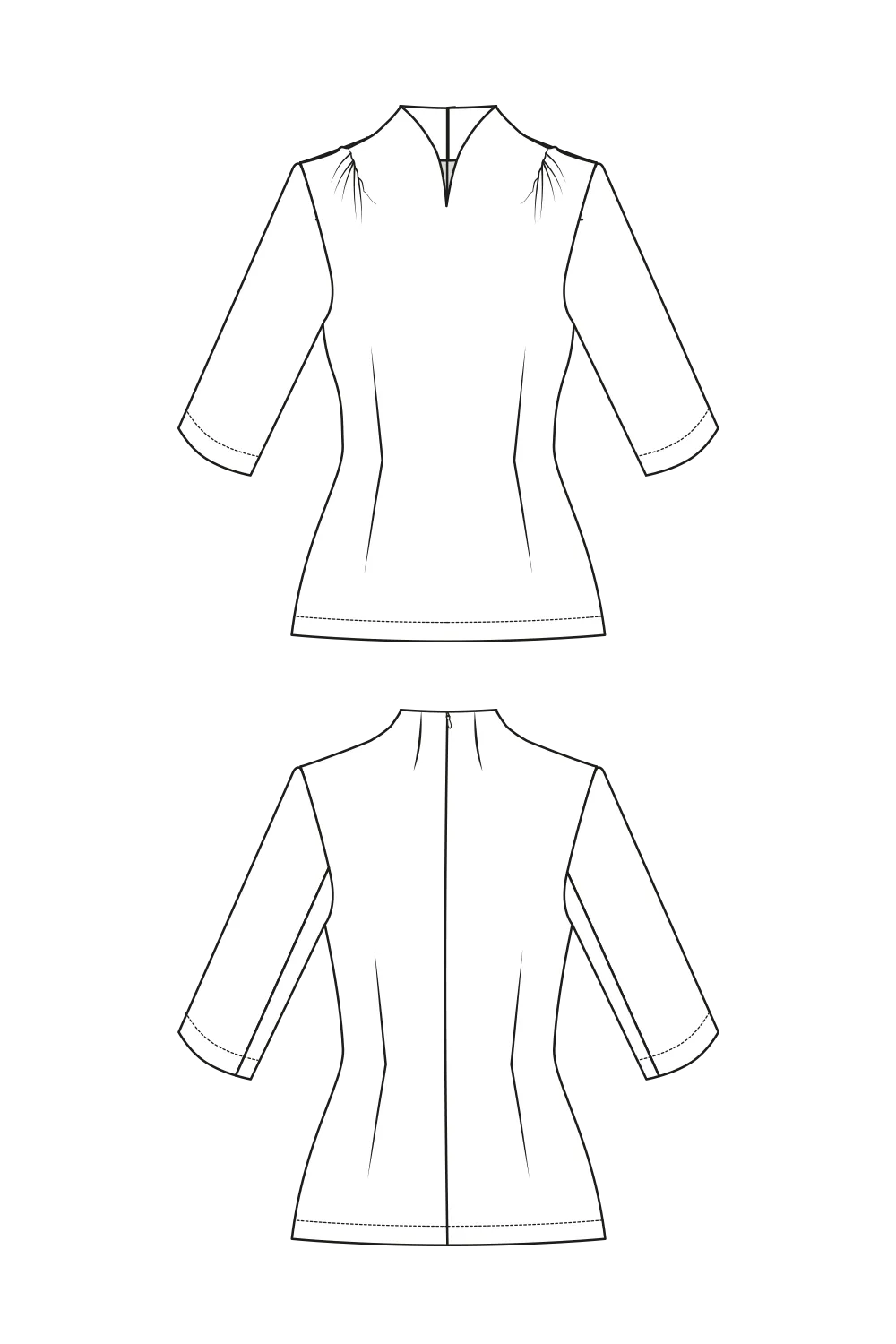 70-12 Slim-fit jersey top with curved V-neck