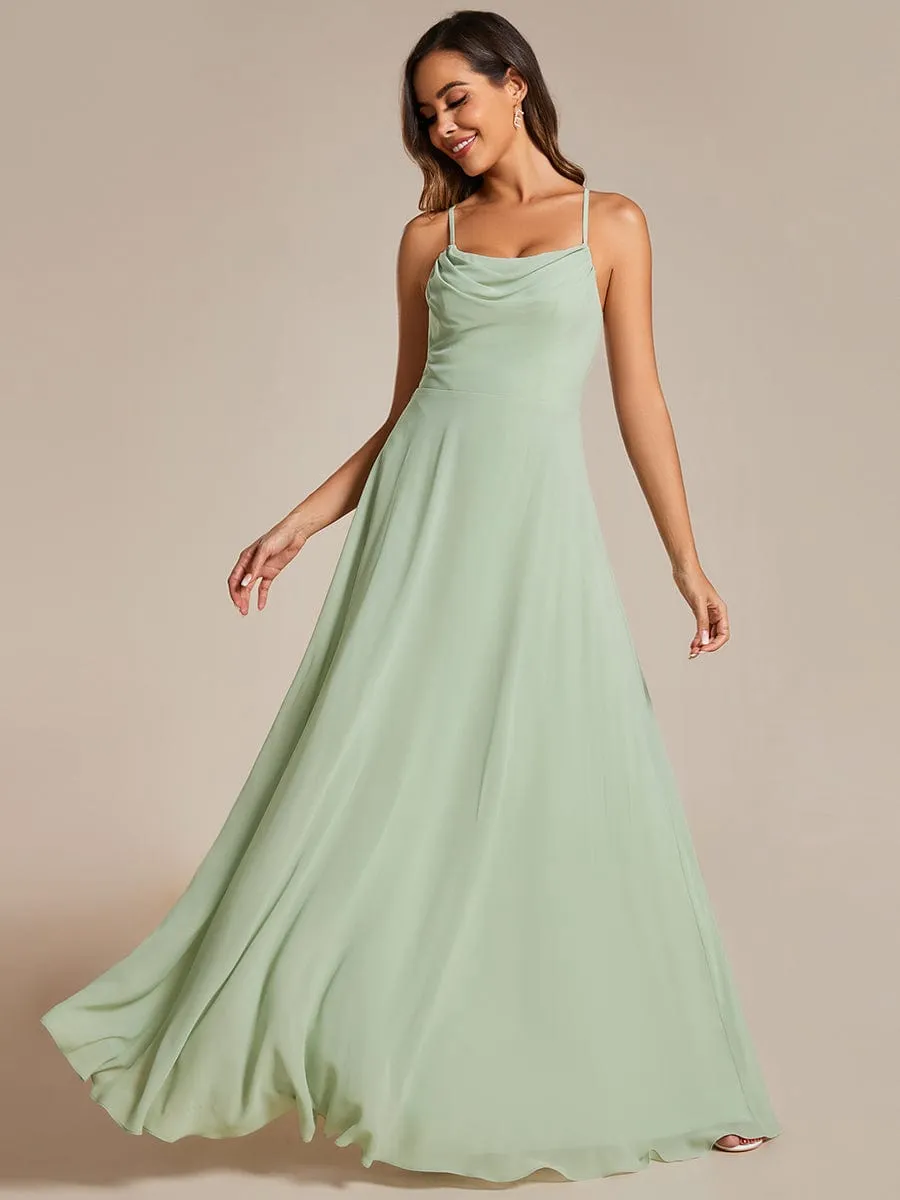 Adjustable Spaghetti Strap Chiffon A-Line Bridesmaid Dresses(Final Sale)
