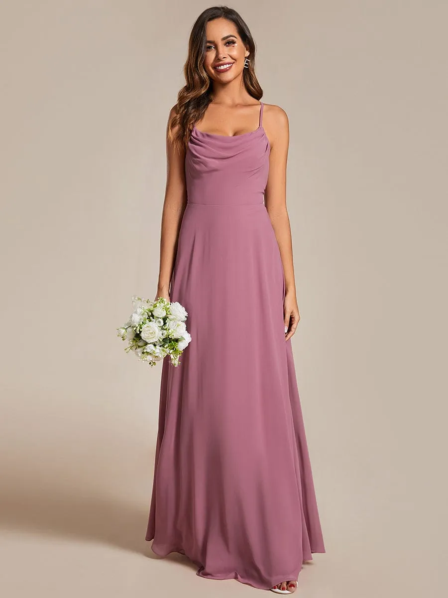 Adjustable Spaghetti Strap Chiffon A-Line Bridesmaid Dresses(Final Sale)