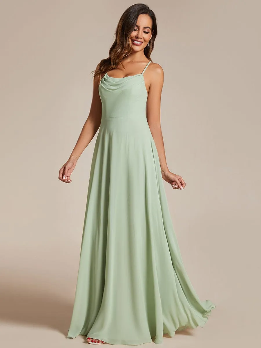 Adjustable Spaghetti Strap Chiffon A-Line Bridesmaid Dresses(Final Sale)