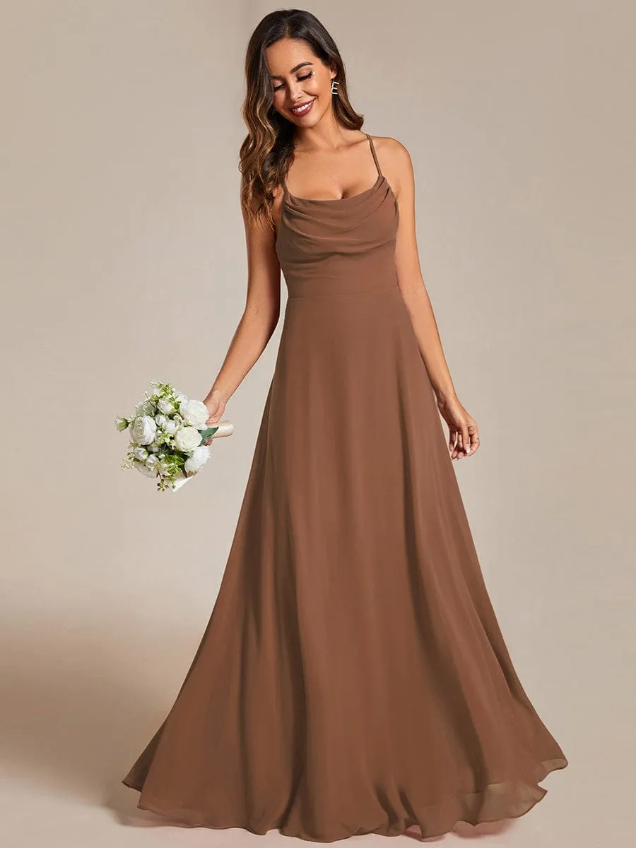 Adjustable Spaghetti Strap Chiffon A-Line Bridesmaid Dresses(Final Sale)