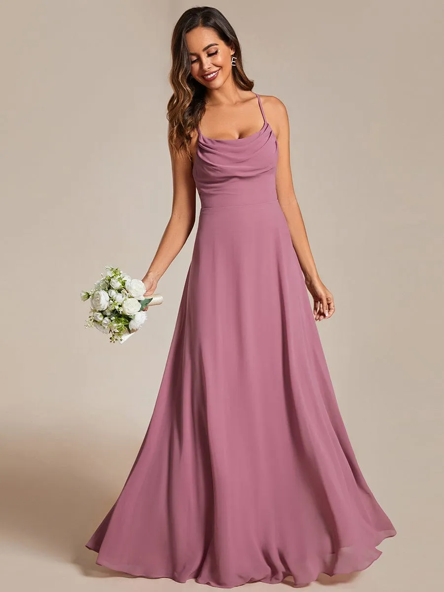 Adjustable Spaghetti Strap Chiffon A-Line Bridesmaid Dresses(Final Sale)