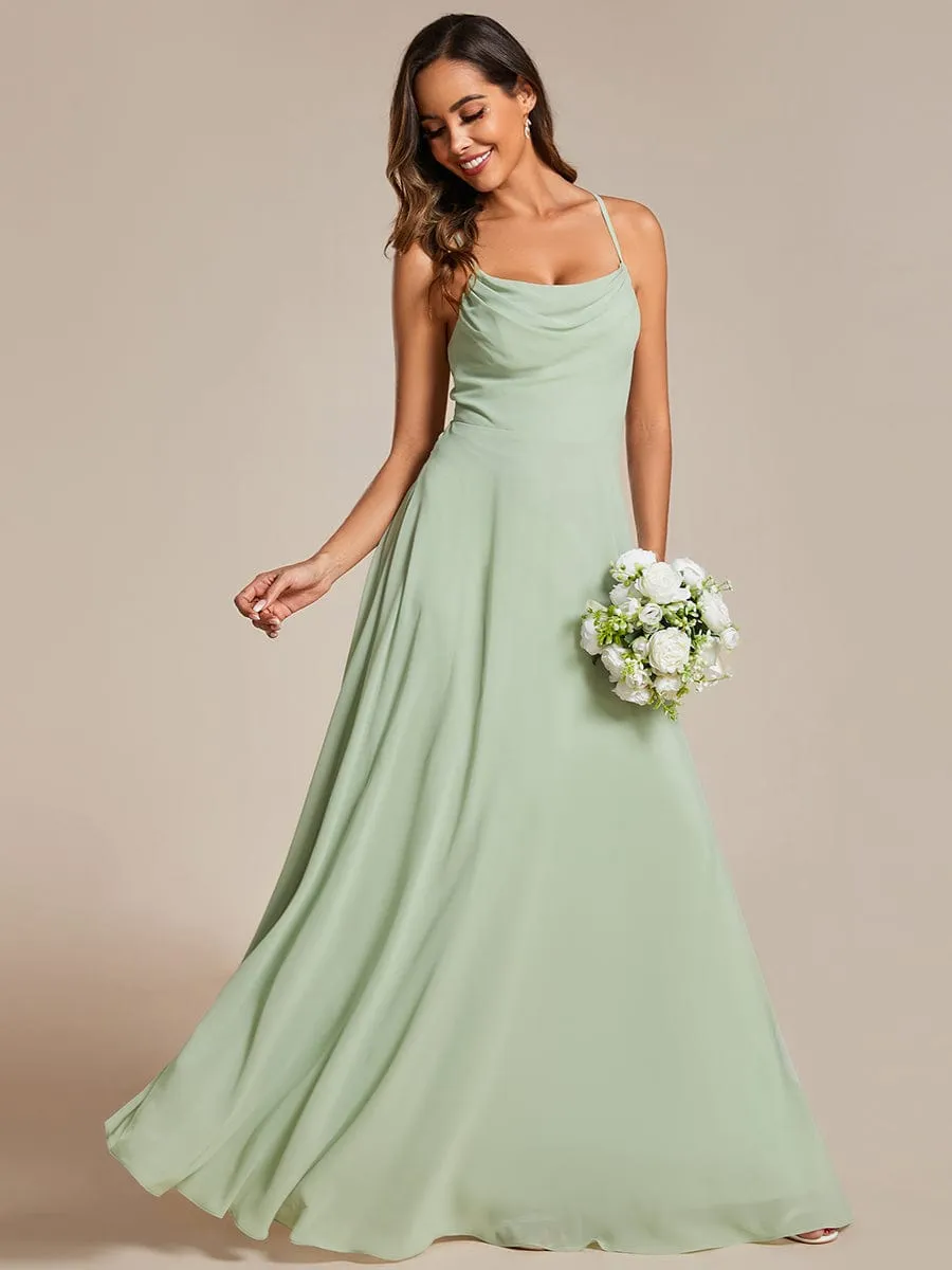Adjustable Spaghetti Strap Chiffon A-Line Bridesmaid Dresses(Final Sale)
