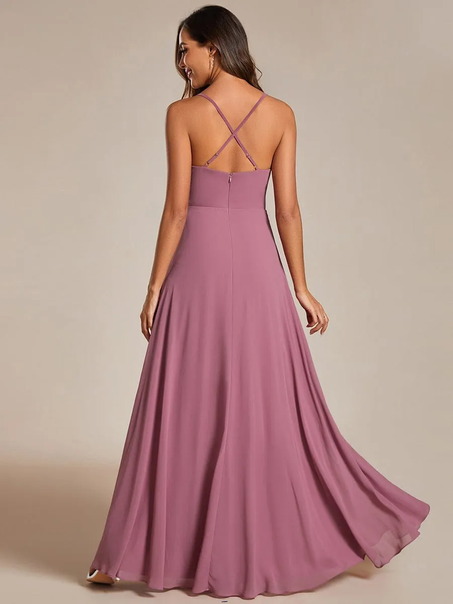 Adjustable Spaghetti Strap Chiffon A-Line Bridesmaid Dresses(Final Sale)