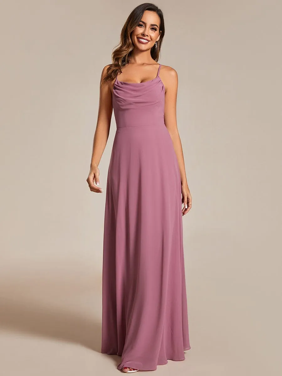 Adjustable Spaghetti Strap Chiffon A-Line Bridesmaid Dresses(Final Sale)
