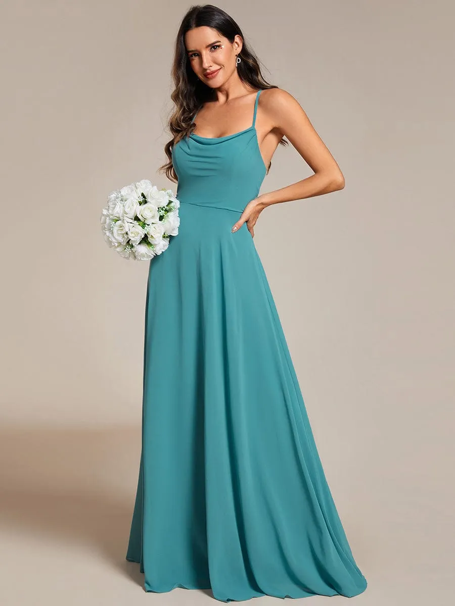 Adjustable Spaghetti Strap Chiffon A-Line Bridesmaid Dresses(Final Sale)