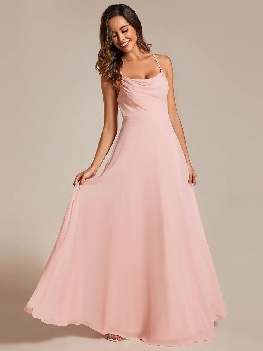 Adjustable Spaghetti Strap Chiffon A-Line Bridesmaid Dresses(Final Sale)