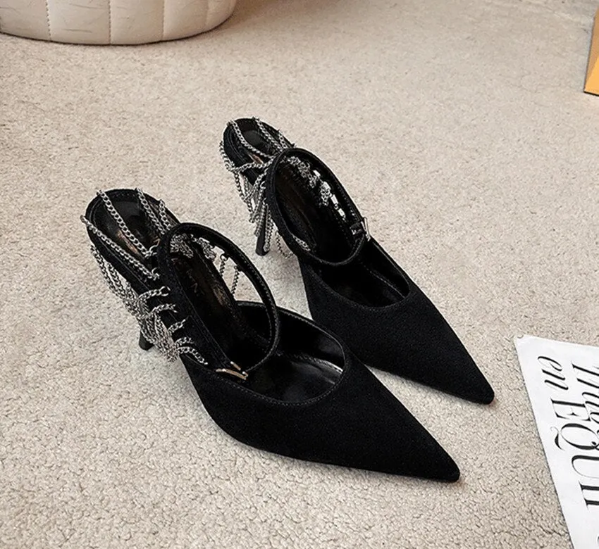 Amozae- New Spring High-Profile High Heels Feminine Metal Pointed Toe Sandals