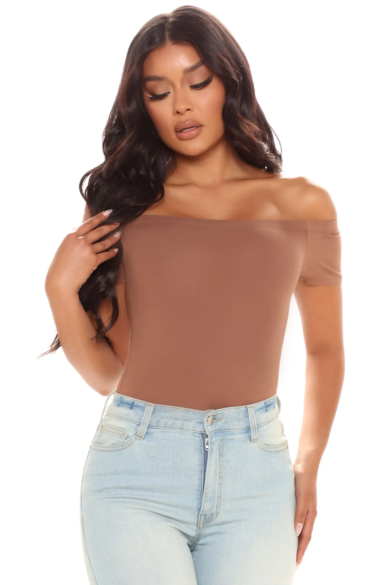 Autumn Off Shoulder Bodysuit - Chocolate
