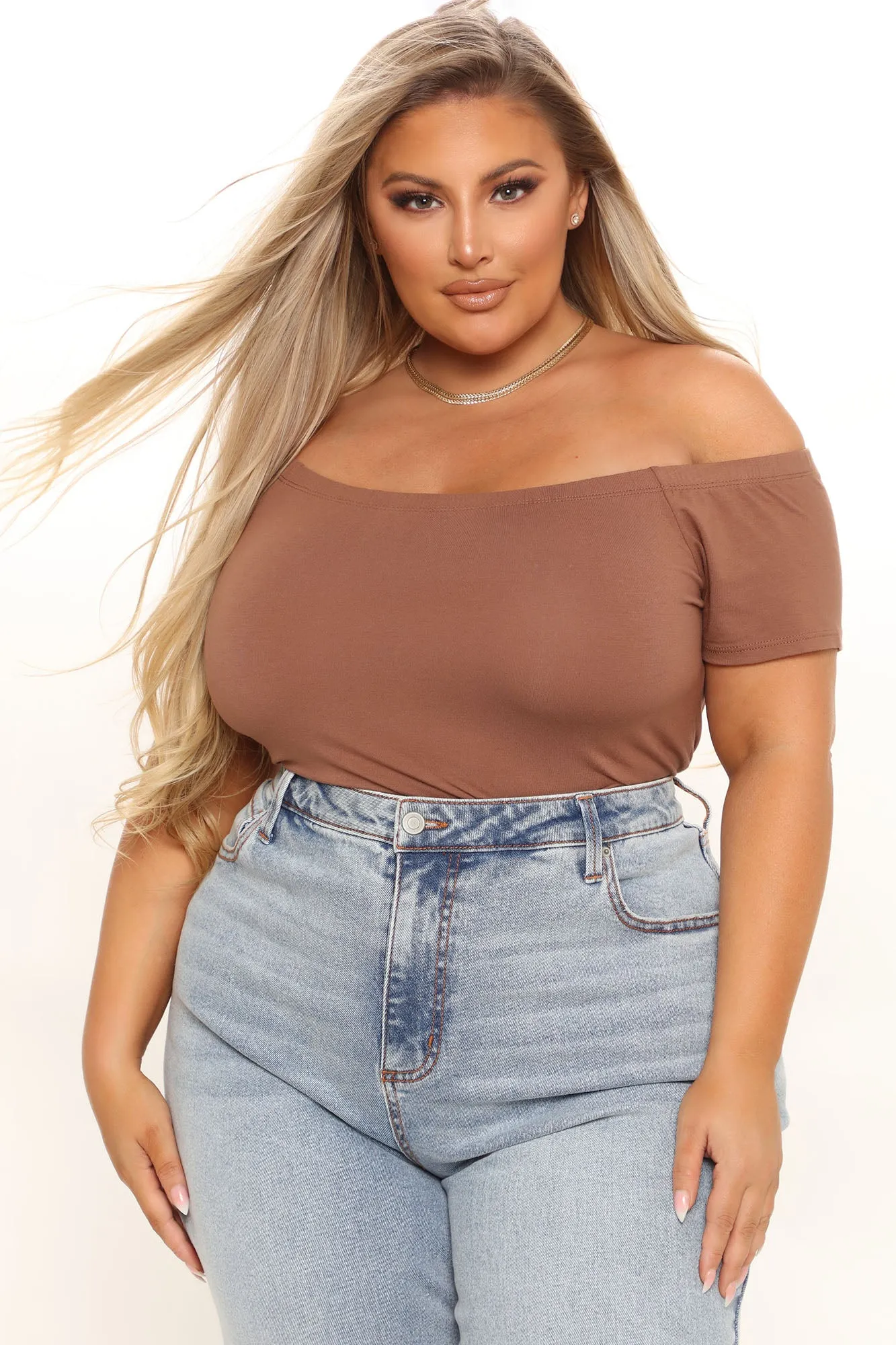 Autumn Off Shoulder Bodysuit - Chocolate