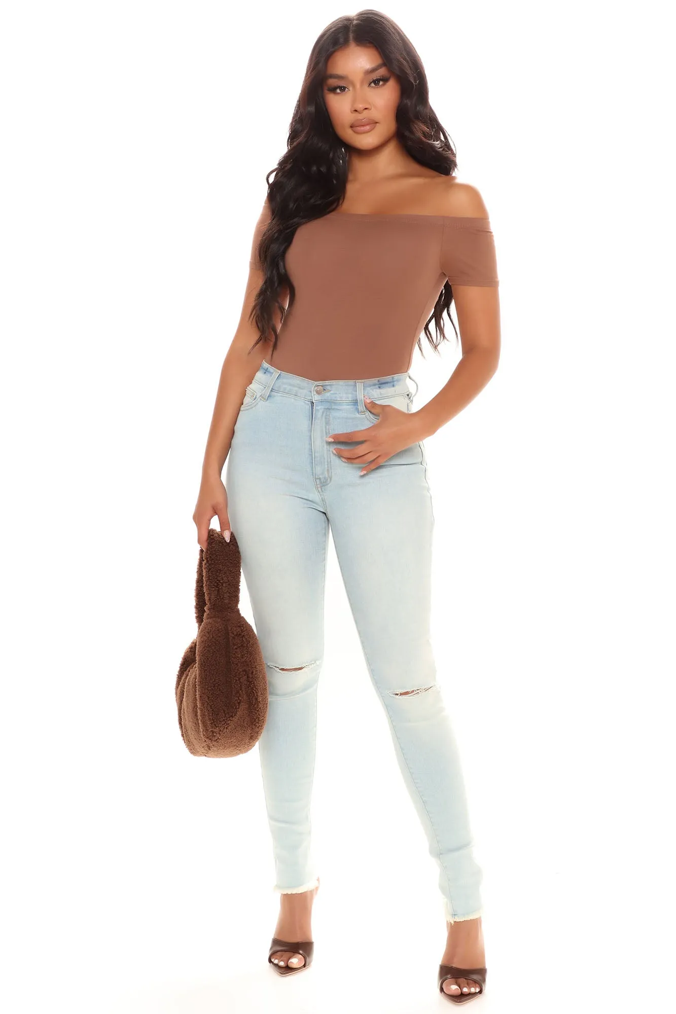 Autumn Off Shoulder Bodysuit - Chocolate