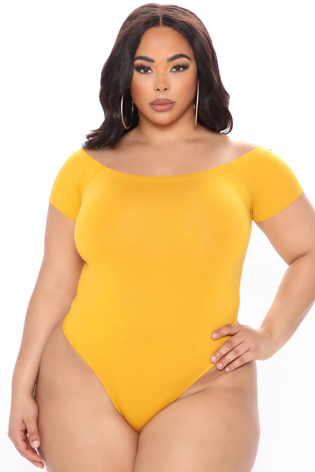 Autumn Off Shoulder Bodysuit - Mustard