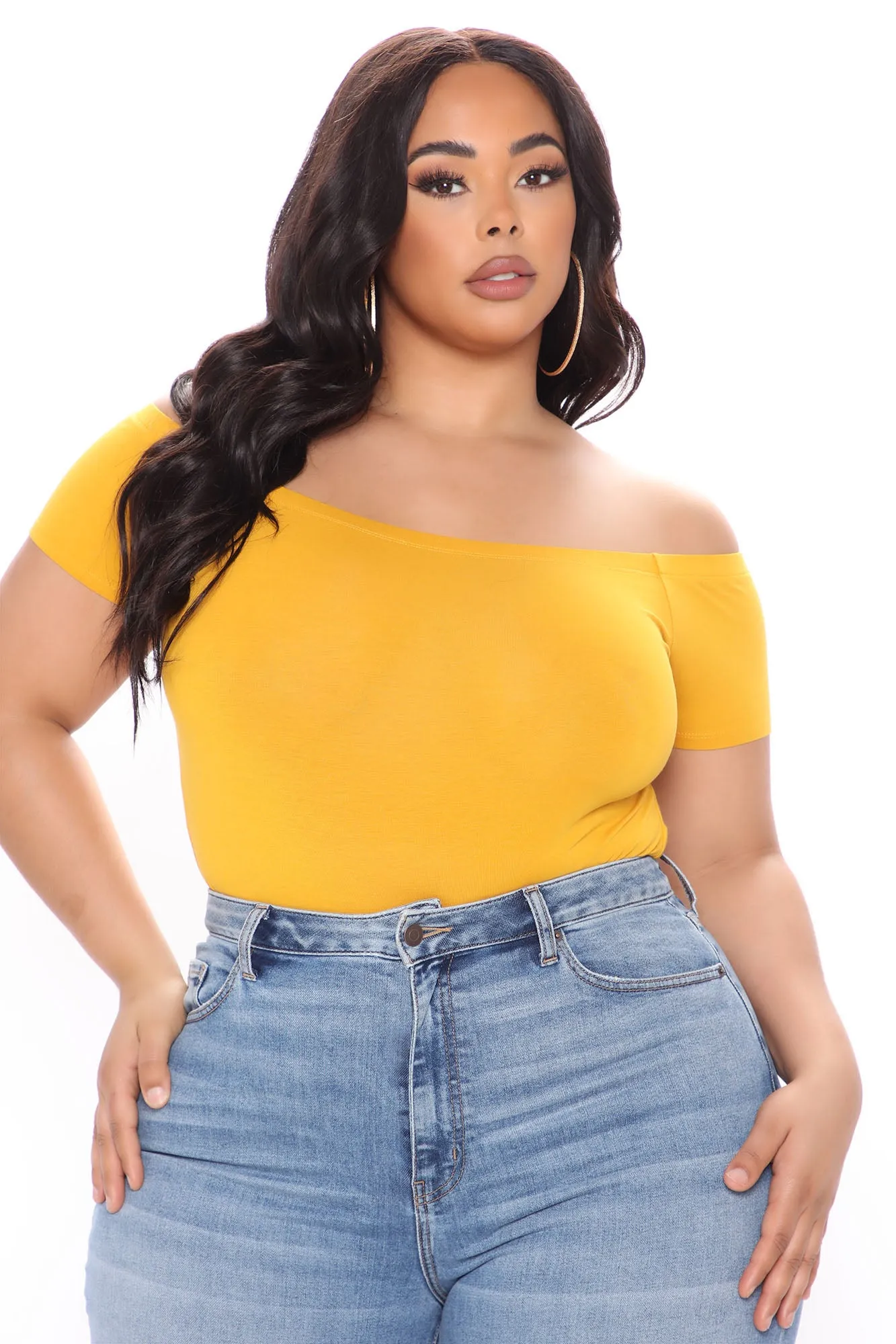 Autumn Off Shoulder Bodysuit - Mustard