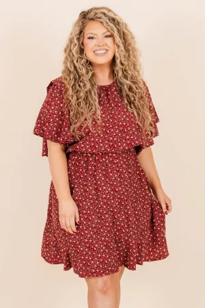 Bask In Every Moment Dress, Burgundy