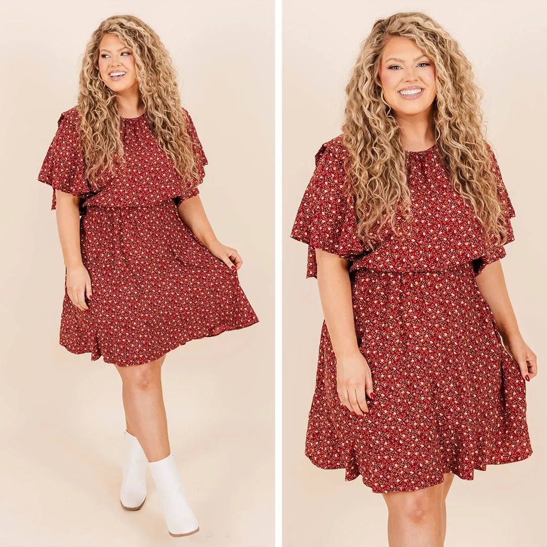 Bask In Every Moment Dress, Burgundy