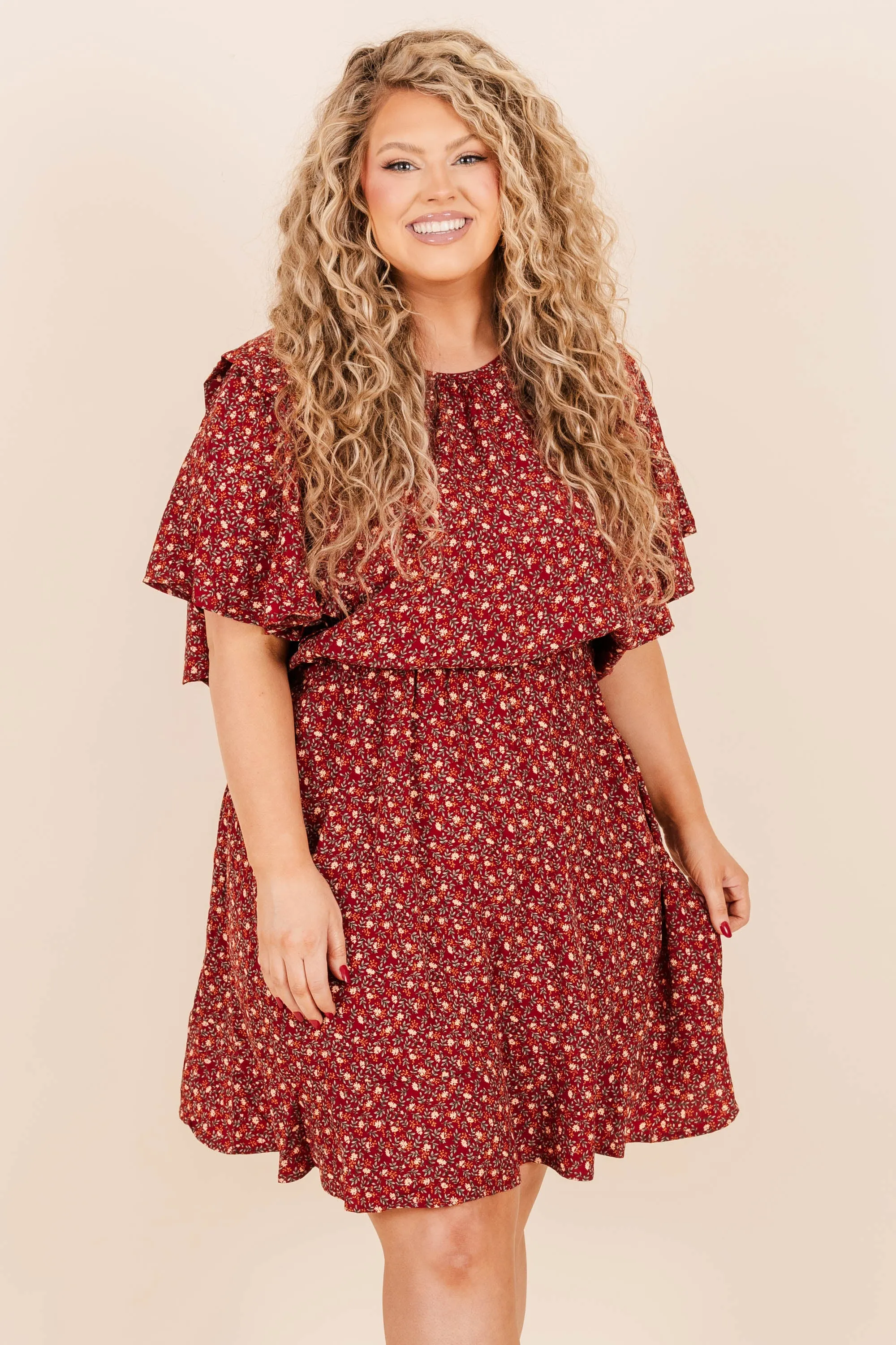 Bask In Every Moment Dress, Burgundy