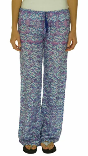 Bindya New York Women's Drawstring Printed Cover Up Pants Blue Purple $143