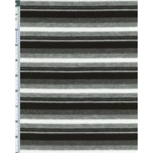 Black/Grey Striped Poly Blend Sweater Knit Fabric