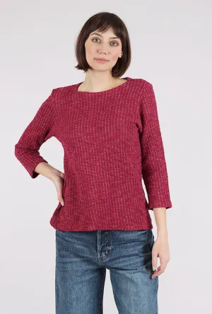 Boatneck Texture Sweater, Rhubarb