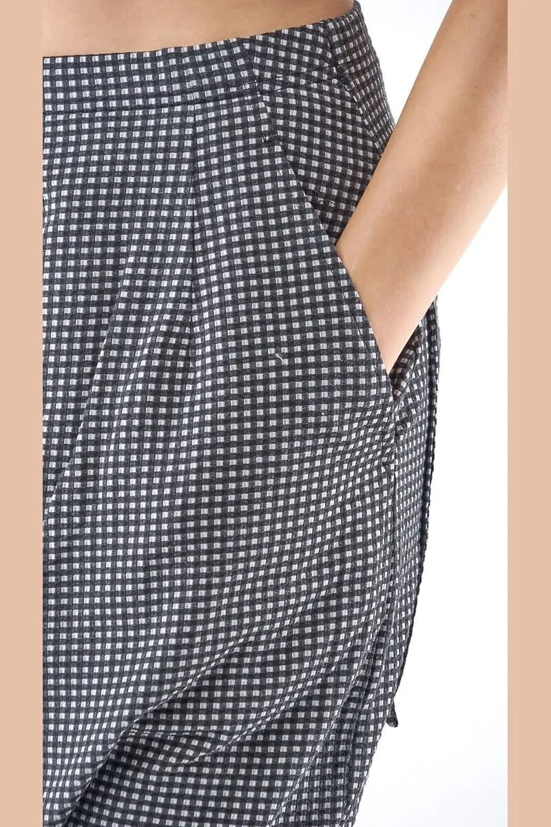 Check Drop Crotch Trousers