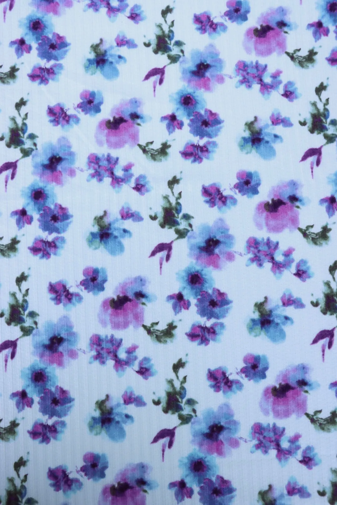 Claudia (Purple/Blue) on Ivory Pointelle Rib Knit
