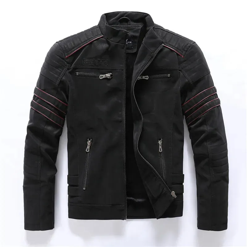 Coats / Jackets: Faux Leather Fleece Winter Warmth. Multi-zippered pockets. Embroidered Back. Various Colors.