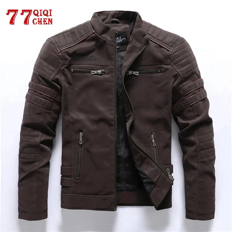 Coats / Jackets: Faux Leather Fleece Winter Warmth. Multi-zippered pockets. Embroidered Back. Various Colors.
