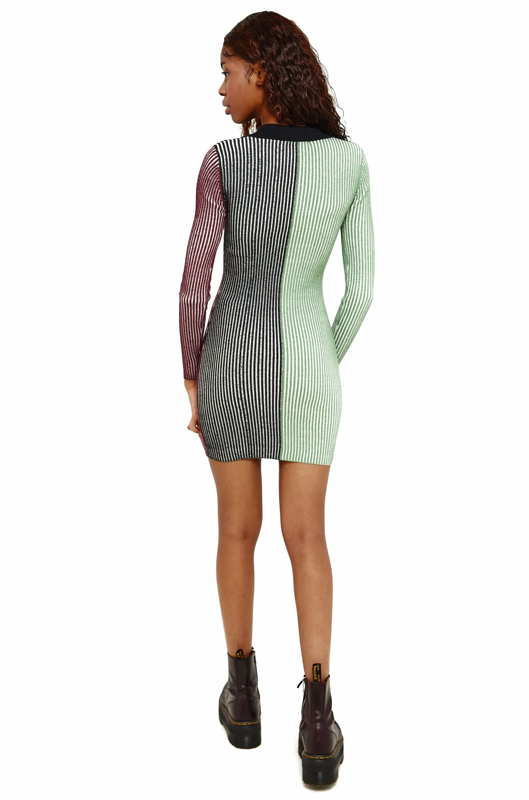 Colourblock Knit Rib Mini Dress