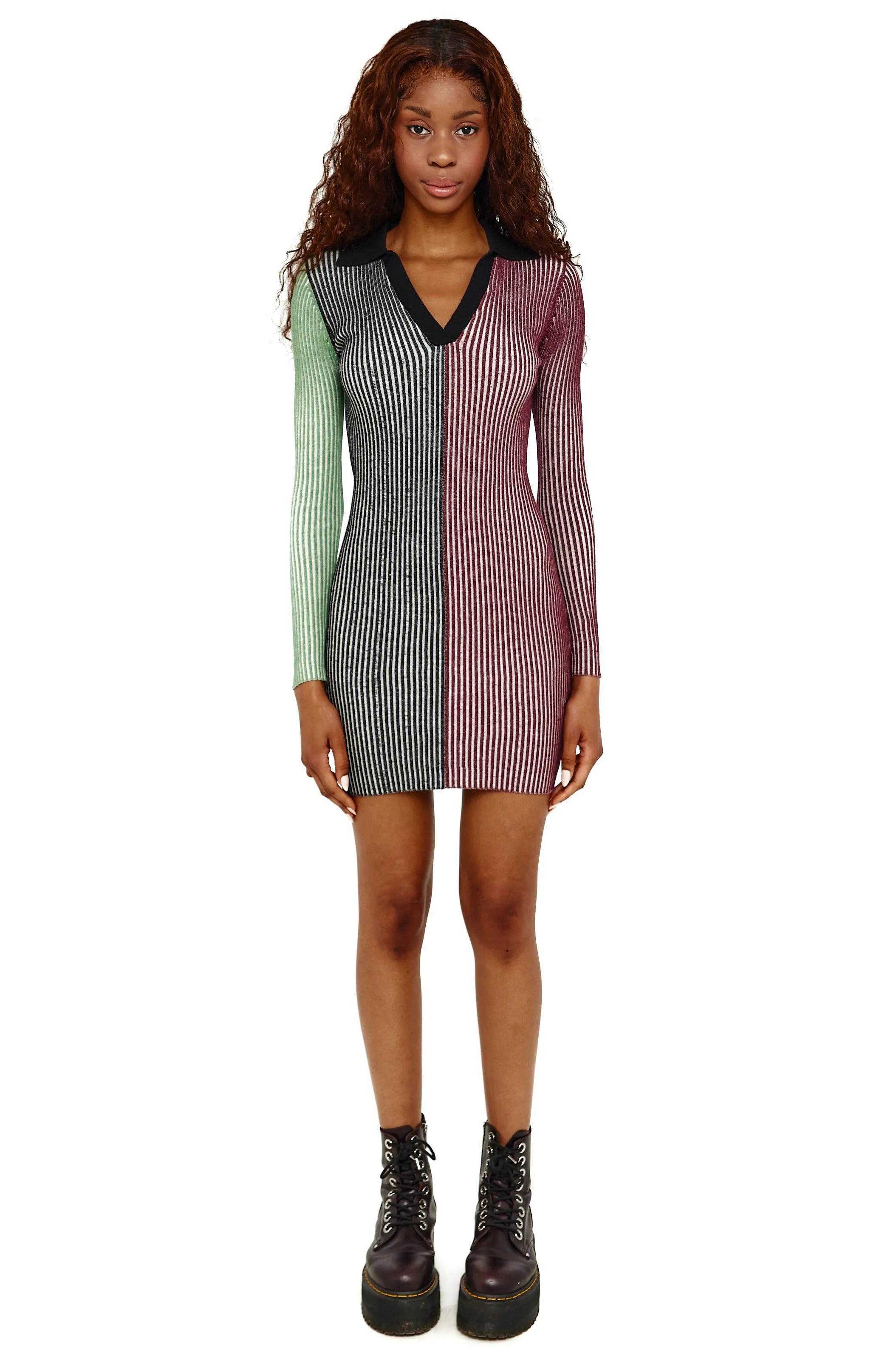 Colourblock Knit Rib Mini Dress