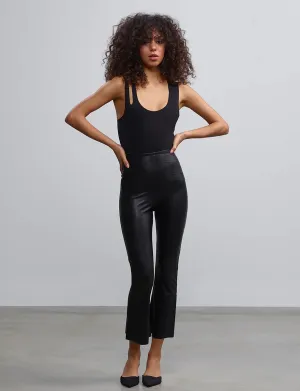 Commando Faux Leather Crop Flare Leggings in Black