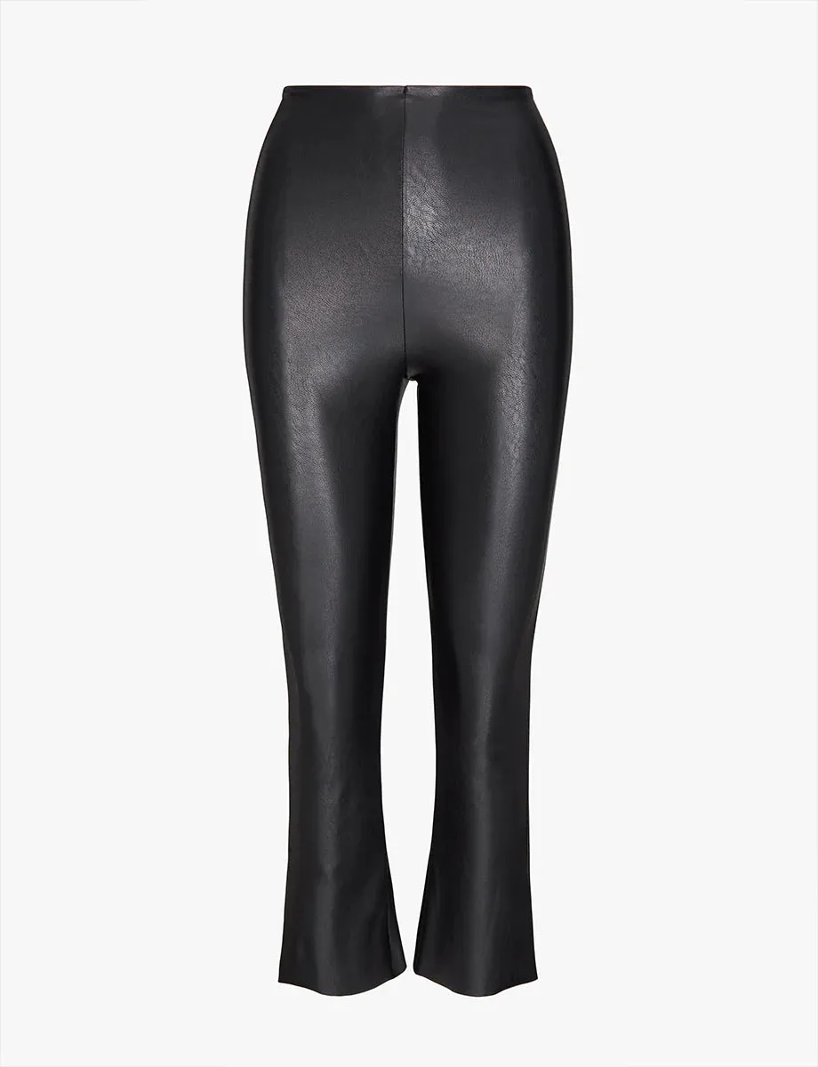 Commando Faux Leather Crop Flare Leggings in Black