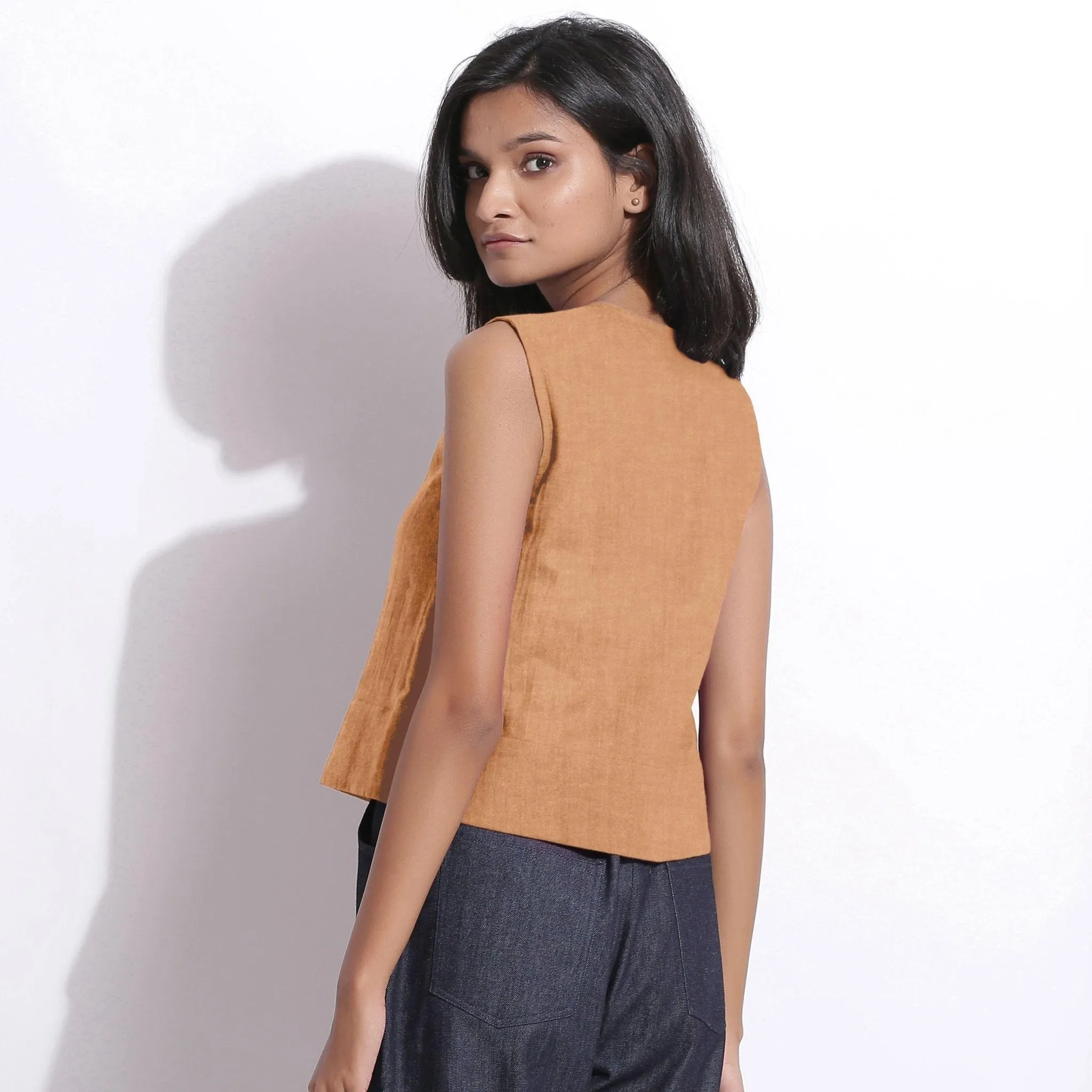 Desert Yellow 100% Linen Button-Down Short Top