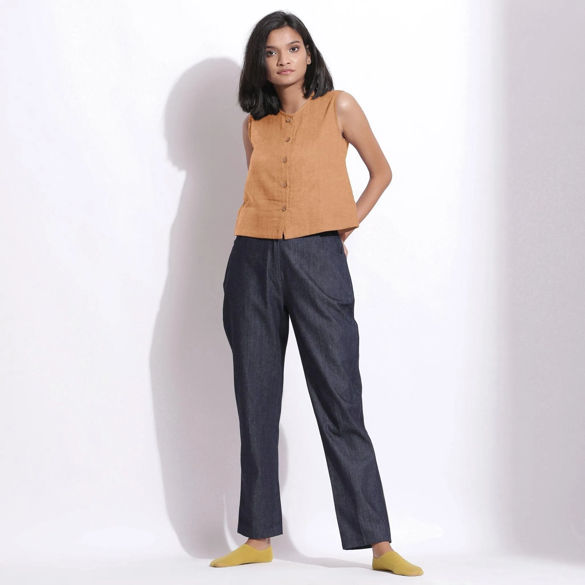 Desert Yellow 100% Linen Button-Down Short Top