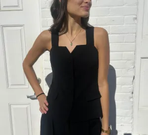 Drew - Billie Crepe Top with Straps in Black