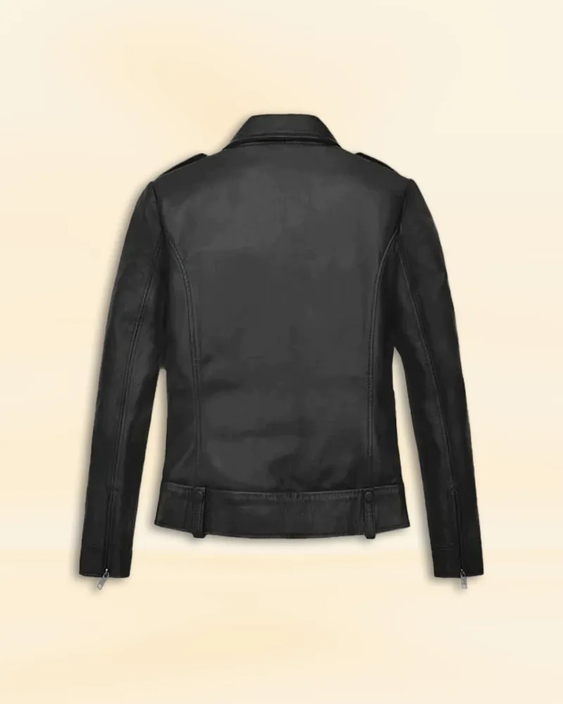 Elegant Black Leather Jacket Worn By Hailey Baldwin Bieber | Hailey Baldwin Bieber Elegant Black Leather Jacket