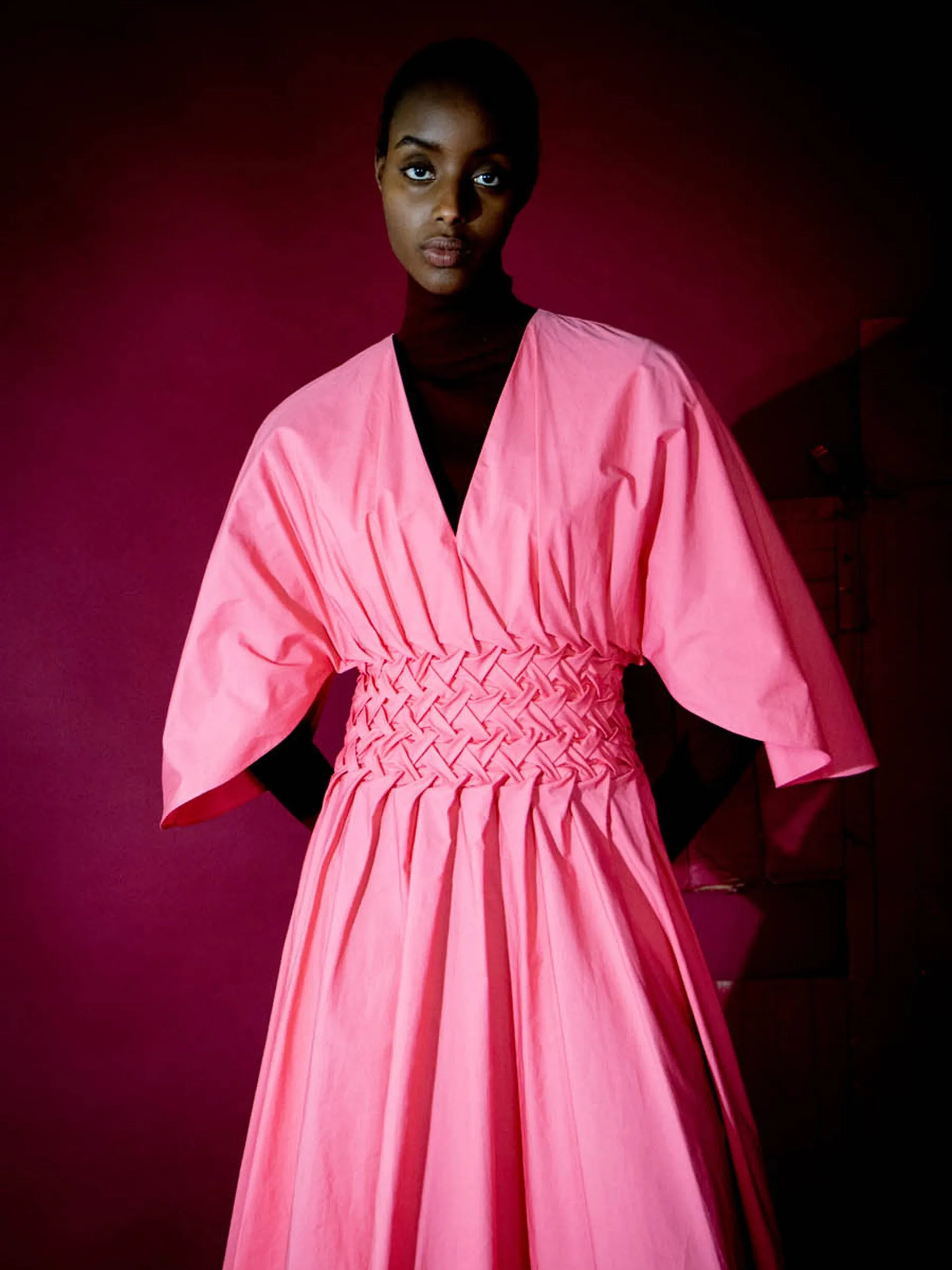 Esti amaranth cotton dress