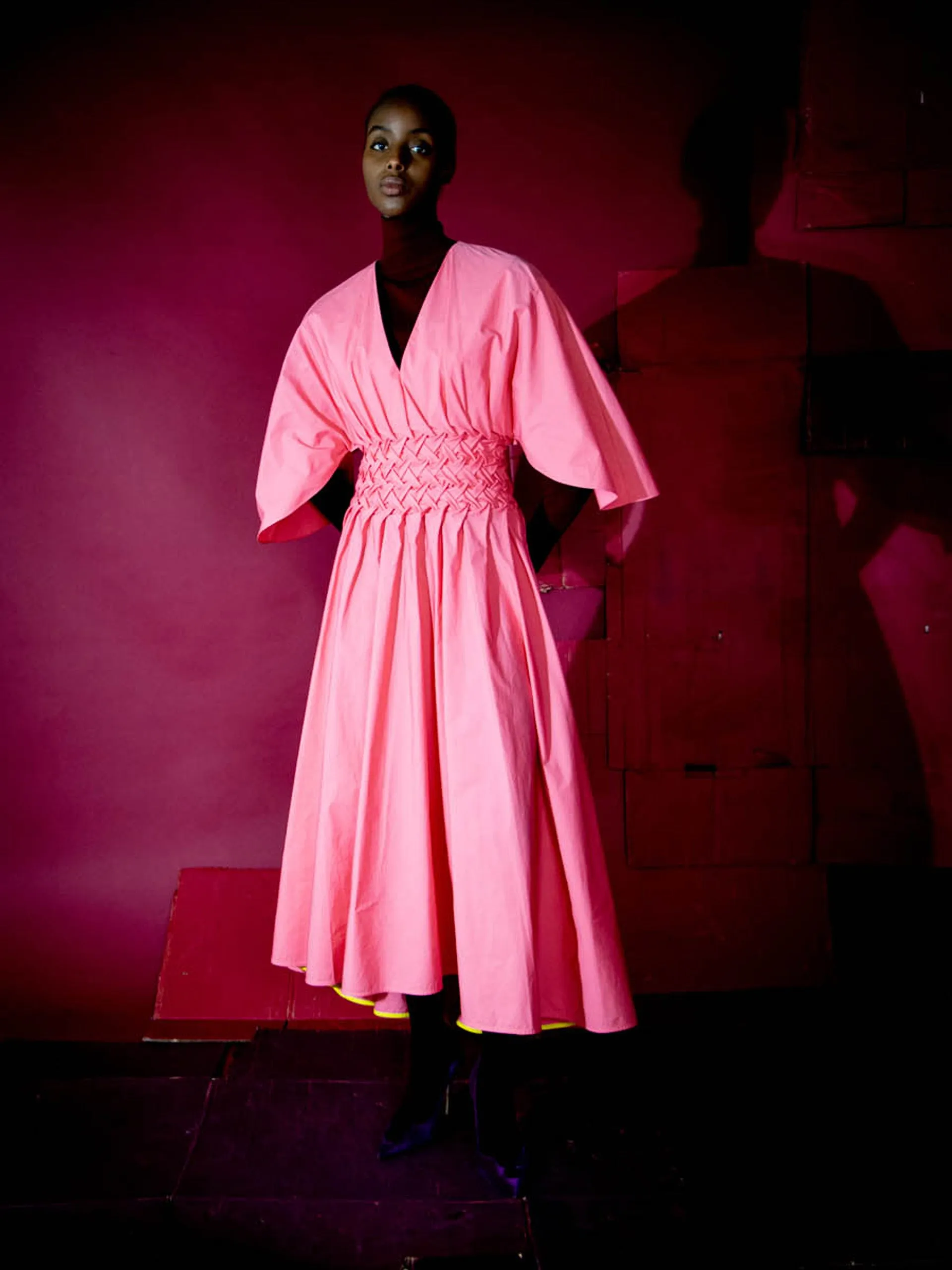 Esti amaranth cotton dress