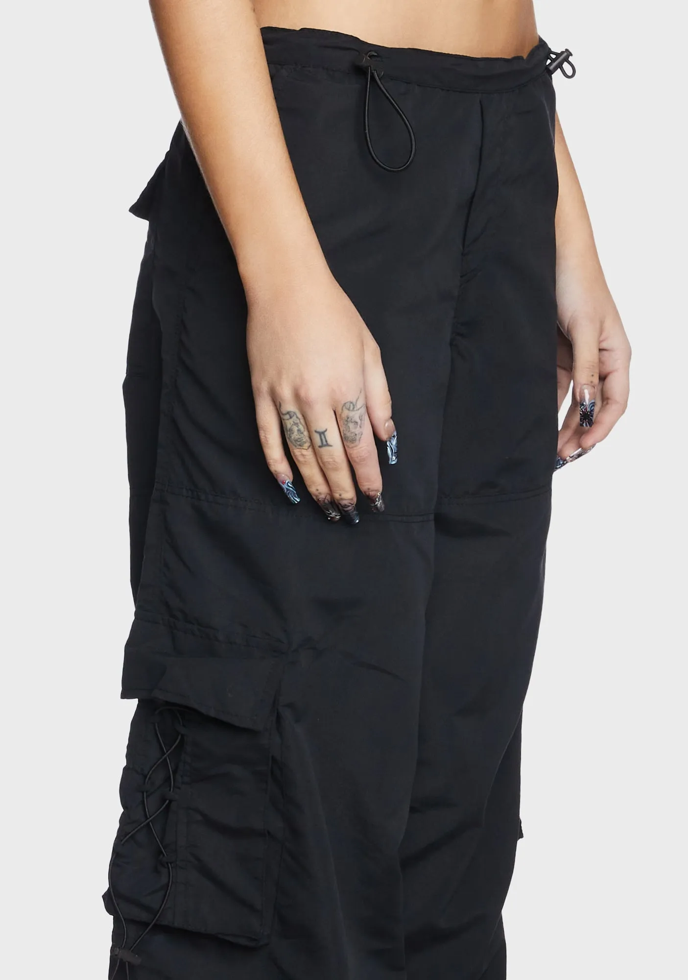 Fabio Wide Leg Cargo Trousers - Black