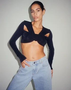 Hanta Crop Top in Crepe Black