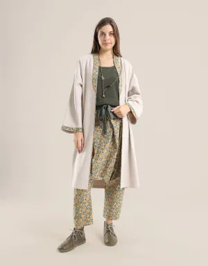 Harem pants with waistline and belt in plain cotton