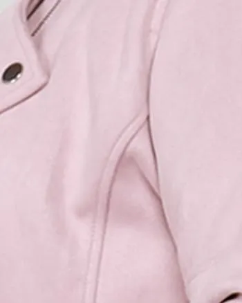 Izzie Faux Suede Moto Jacket | Petal Pink