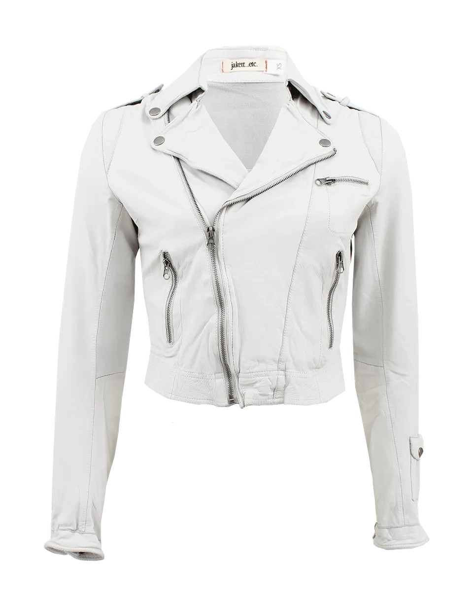 Josey Crop Leather Biker Jacket