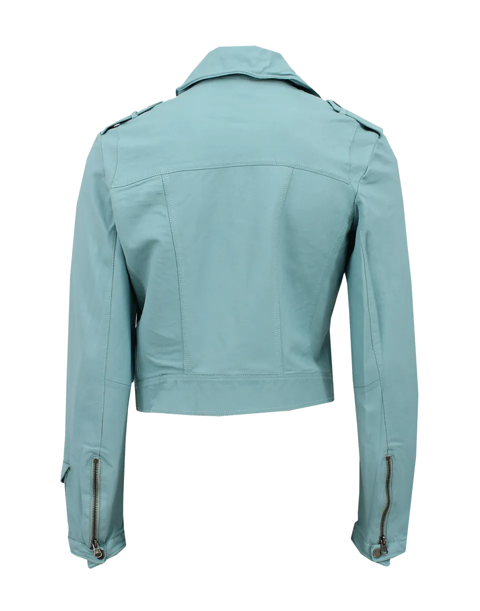 Josey Crop Leather Biker Jacket