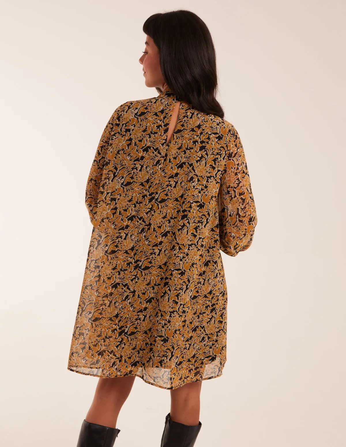 Keyhole Long Sleeve Swing Dress