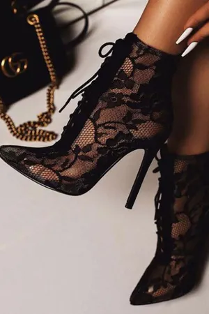 Lace Feminine Lace-Up Boot Cuffs