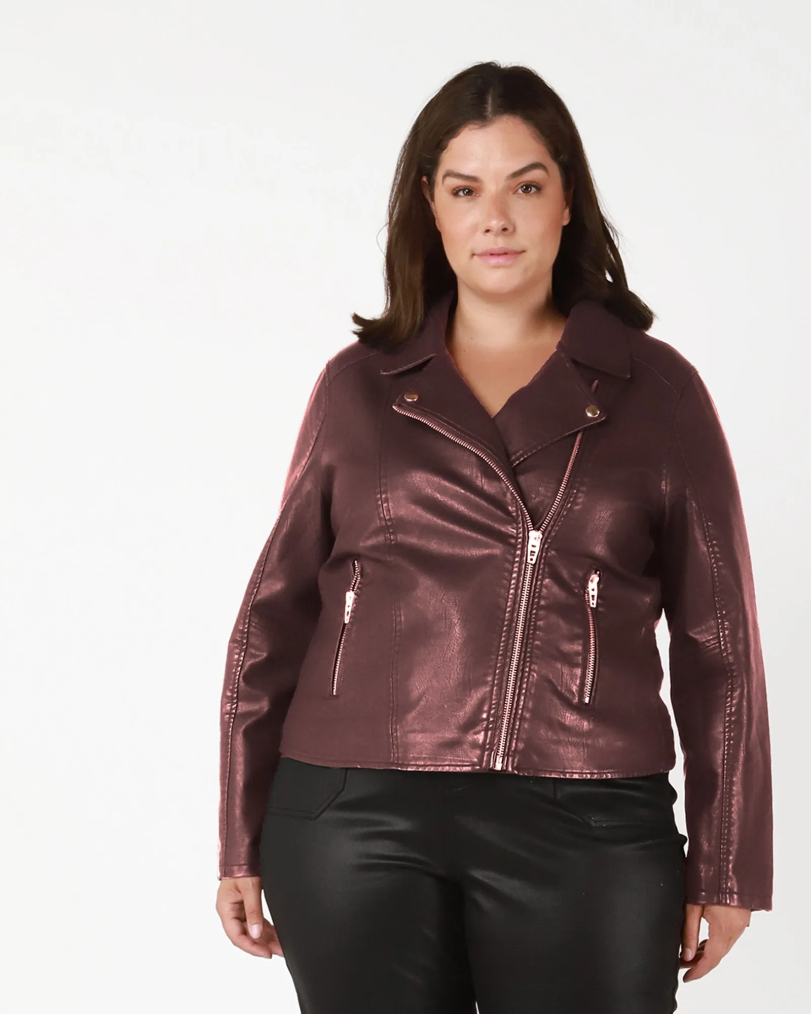 Landry Faux Leather Moto Jacket | Burgundy