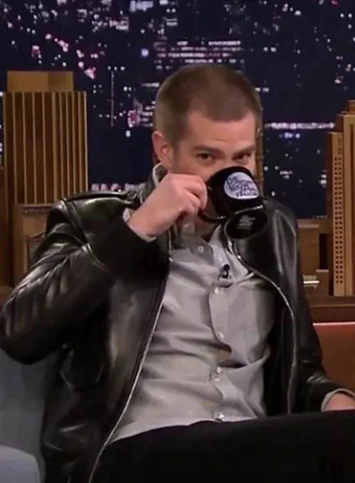 LEATHER JACKET WORN BY ANDREW GARFIELD IN THE TONIGHT SHOW | ANDREW GARFIELD LEATHER JACKET
