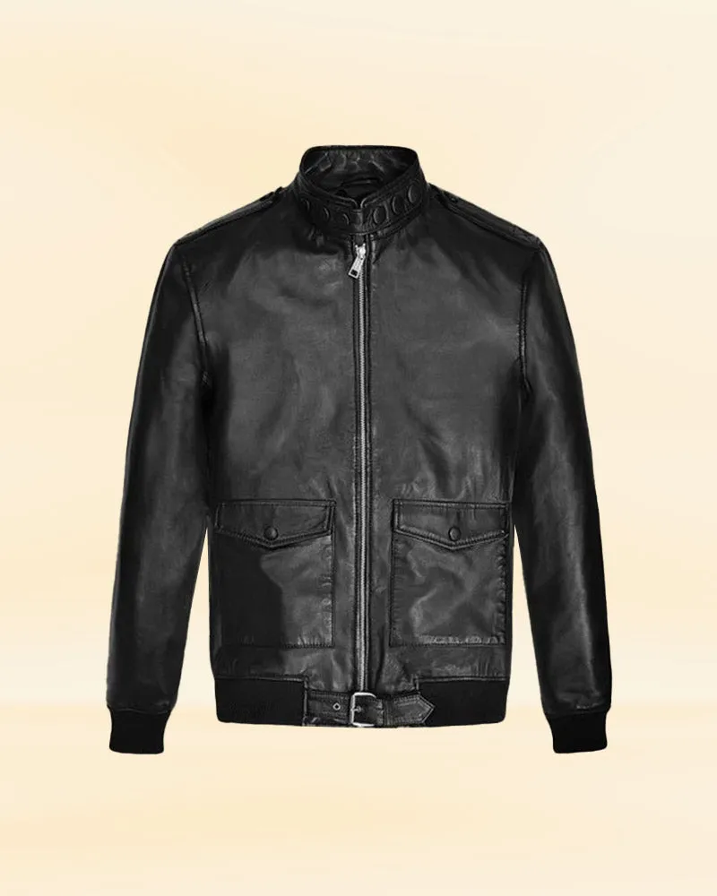 LEATHER JACKET WORN BY ANDREW GARFIELD IN THE TONIGHT SHOW | ANDREW GARFIELD LEATHER JACKET
