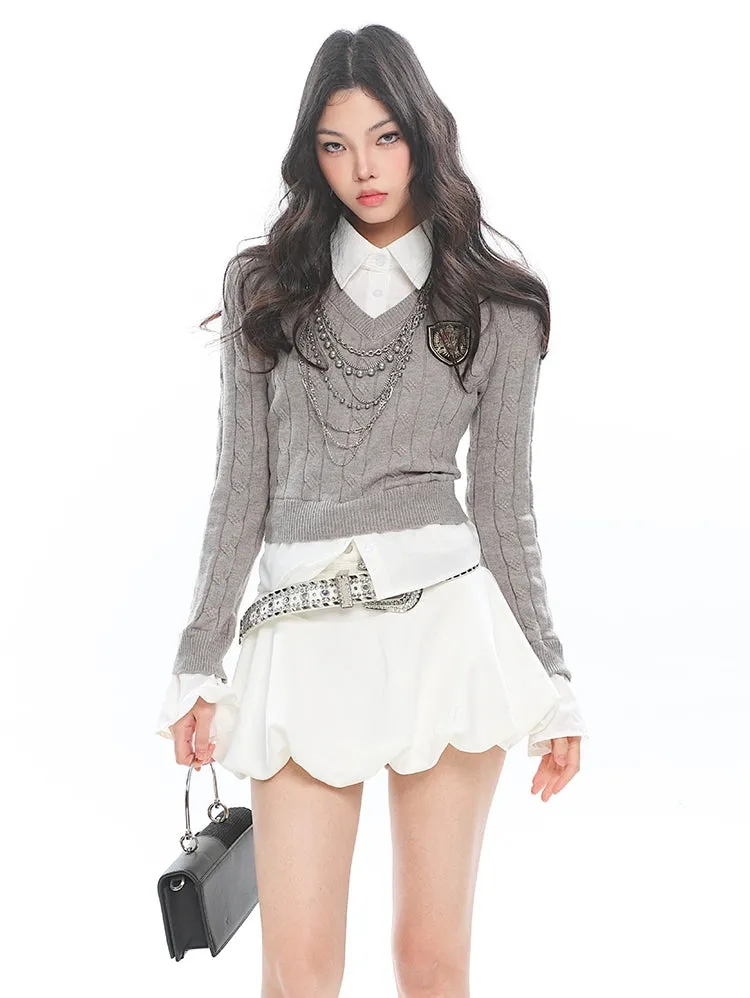 Low-Pleat Bubble Balloon Mini Skirt