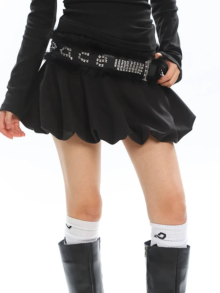 Low-Pleat Bubble Balloon Mini Skirt